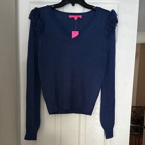 Lilly Pulitzer Deep Blue V-Neck Sweater